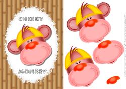 Cheeky Monkey Card Front with Decoupage