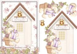 Birthday Bear at the Potting Shed Card Front