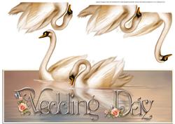 Swans in Love Wedding Over the Top Large Card