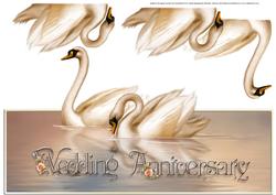 Swans in Love Anniversary Over the Top Large Card