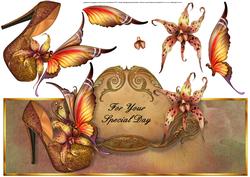 Orchid Shoe and Butterfly Over the Top Large Card