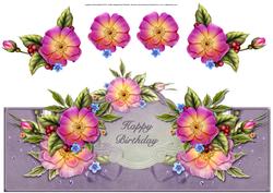 Pretty Pink Flowers Birthday Over the Top Large Card