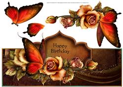 Autumn Roses and Butterflies Over the Top Large Card