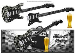 Rock Guitar and Beer Over the Top Large Card