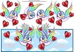 Love Birds Anniversary Over the Top Large Card
