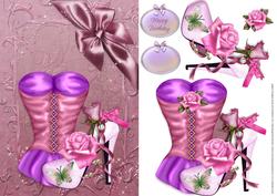 Corset, Shoe, Roses and Butterfly Card Front