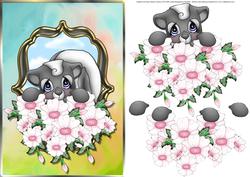 Cute Blue Eyes Card Front with Decoupage