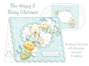 Bee Happy & Beary Christmas Scalloped Tent Card