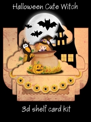 Halloween Cute Witch 3D Shelf Card with Card Box