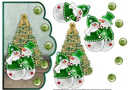 Mr & Mrs Snowman Scallope Edge Curve Card