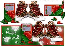 Christmas Tartan Mp3 and Basketball Boots Over the Top Card
