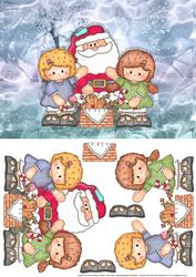 Santa and Friends Card Front with Decoupage