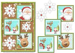 Santa and His Reindeer Three Square Quick Card