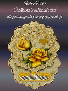 Golden Roses 2 1n 1 Scalloped Easel Card Kit