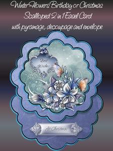 Winter Flowers 2 1n 1 Scalloped Easel Card Kit