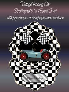 Vintage Racing Car 2 1n 1 Scalloped Easel Card Kit