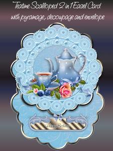 Teatime Blue 2 1n 1 Scalloped Easel Card Kit