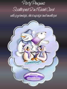 Party Penguins 2 1n 1 Scalloped Easel Card Kit