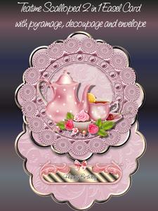 Teatime Pink 2 1n 1 Scalloped Easel Card Kit