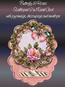 Butterfly and Roses 2 1n 1 Scalloped Easel Card Kit
