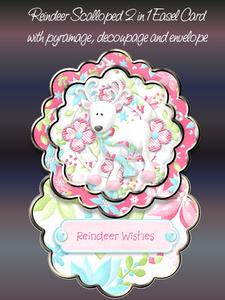 Reindeer 2 1n 1 Scalloped Easel Card Kit