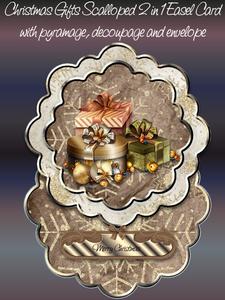 Christmas Gifts 2 1n 1 Scalloped Easel Card Kit