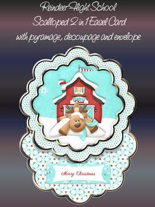Reindeer Flight School 2 1n 1 Scalloped Easel Card Kit