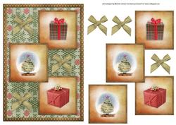 Snowglobe and Presents Three Square Quick Card
