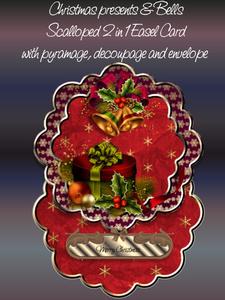 Christmas Present and Bells 2 in 1 Scalloped Easel Card Kit