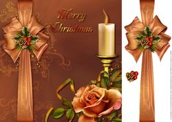 Christmas Candle, Rose and Holly 8 x 8 Topper