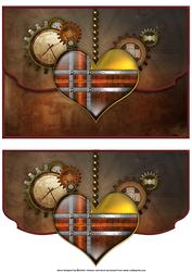 Time for Love Steampunk Fancy Edge Faux Envelope Card