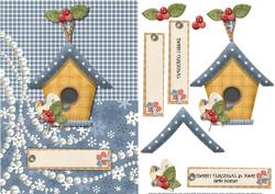 Merry Christmas New Home Card Front with Decoupage