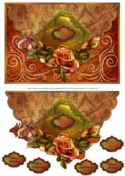 Autumn Roses (multi-use) Faux Envelope Card