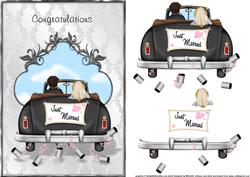 Just Married Card Front with Decoupage