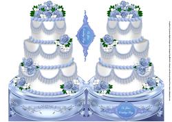 Blue Wedding Cake Shaped Card
