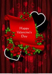 Red Scroll, Black Hearts and Red Roses A4 Card