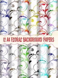 12 A4 Floral Coloured Background Sheets