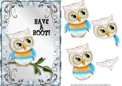 Have a Hoot Owl Card Front with Decoupage