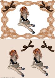 Beige Denim Jeans Girl Card Front 2