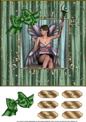 Pretty Fairy 8x8 Card Topper Green