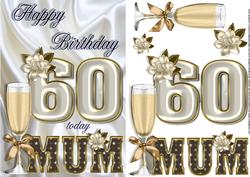 Champagne for Mum 60 Card Front with Decoupage