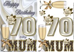 Champagne for Mum 70 Card Front with Decoupage