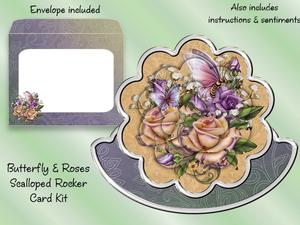 Butterfly and Roses Scalloped Rocker Card Kit