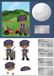Out Golfing Card Front with Decoupage