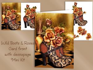 Wild Boots and Roses Card Front Mini Kit