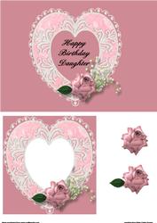 Hearts and Roses Daughter Birthday Card Front