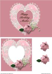 Hearts and Roses Mother Birthday Card Front