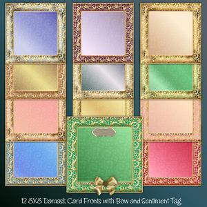 12 8x8 Damask and Filigree Card Fronts
