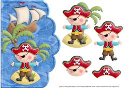 Boy Pirate Scalloped Edge Curve Card