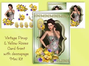 Vintage Pinup and Yellow Roses Mini Kit